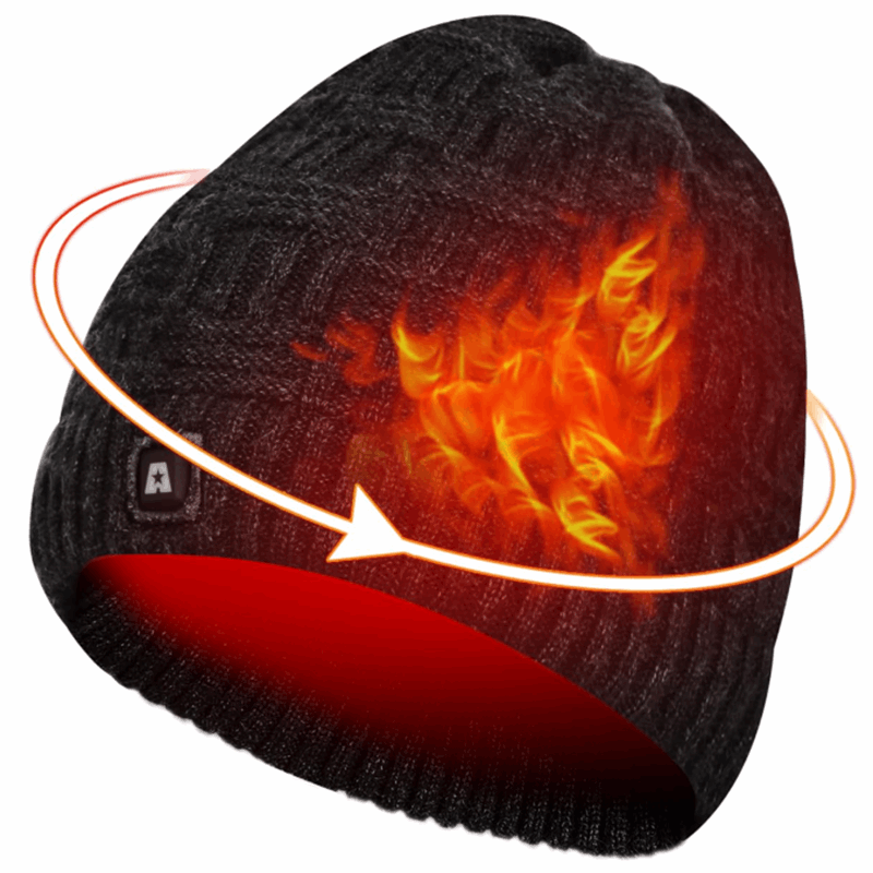 black heated hat for men women with 3 temperature settings 