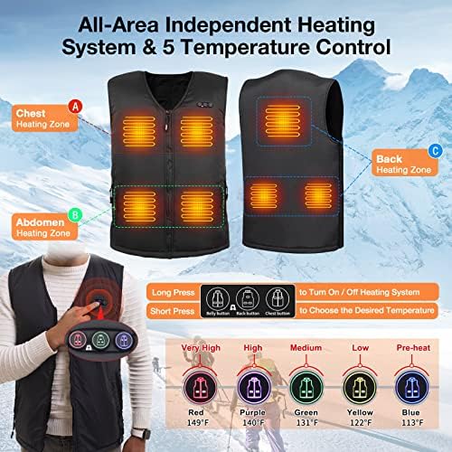 ARRIS Heated Vest Size Adjustable 7.4V 7500mah Battery Warm Vest for Men