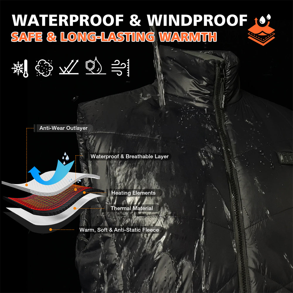 waterproof and windproof outer of the DUKUSEEK lightweight heated vest for women