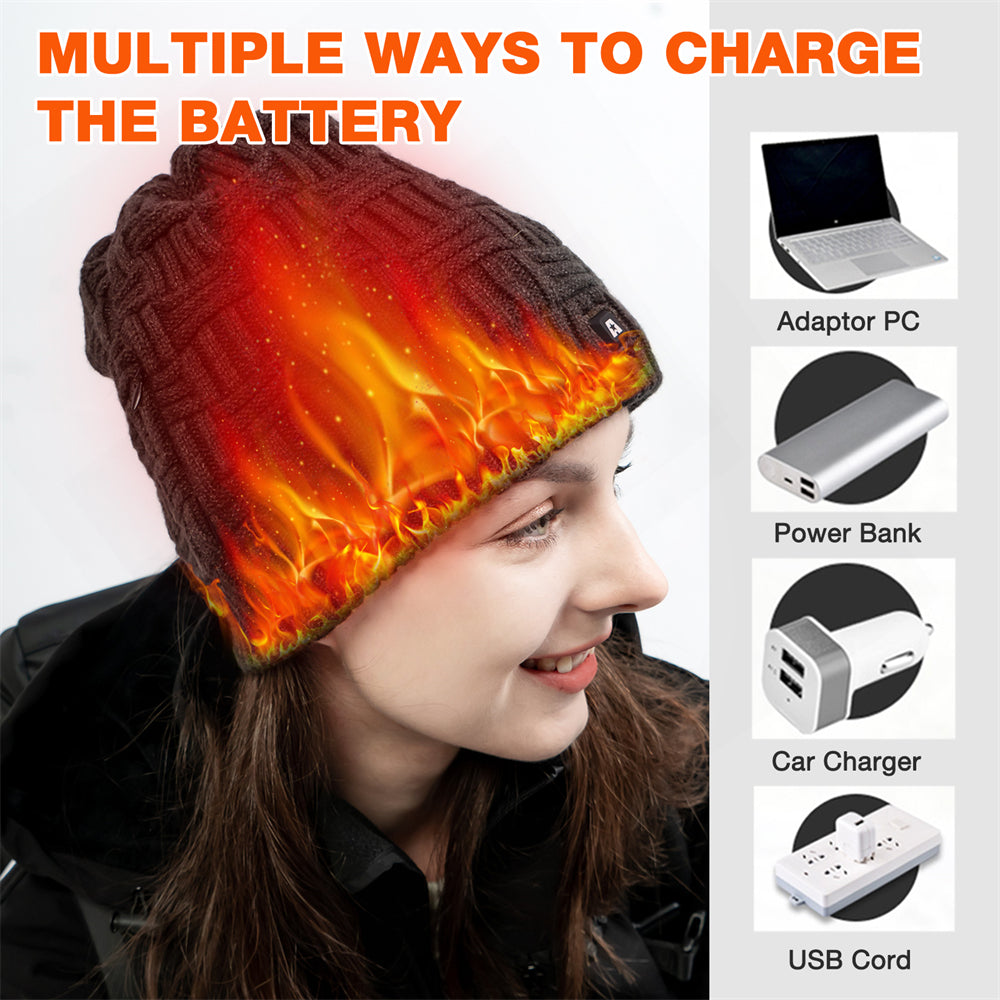 multiple ways to charge the battery of the heated hat