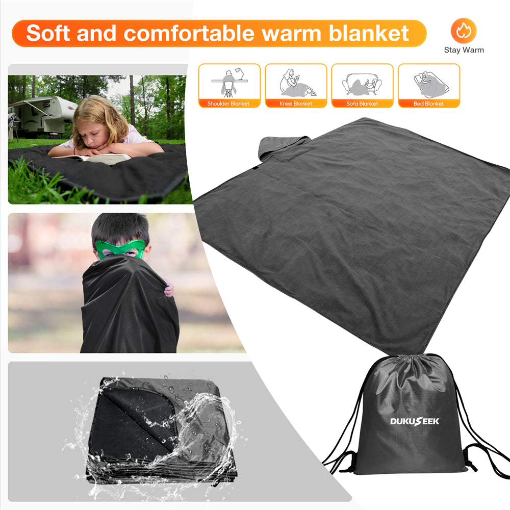 DUKUSEEK Hooded Stadium Blanket for Kids, Small Waterproof Outdoor Blankets with Fleece Linner, Kids Outdoor Wearable Blanket for Sporting Events, Camping, Picnic, Games, Stadium, 56''x28''