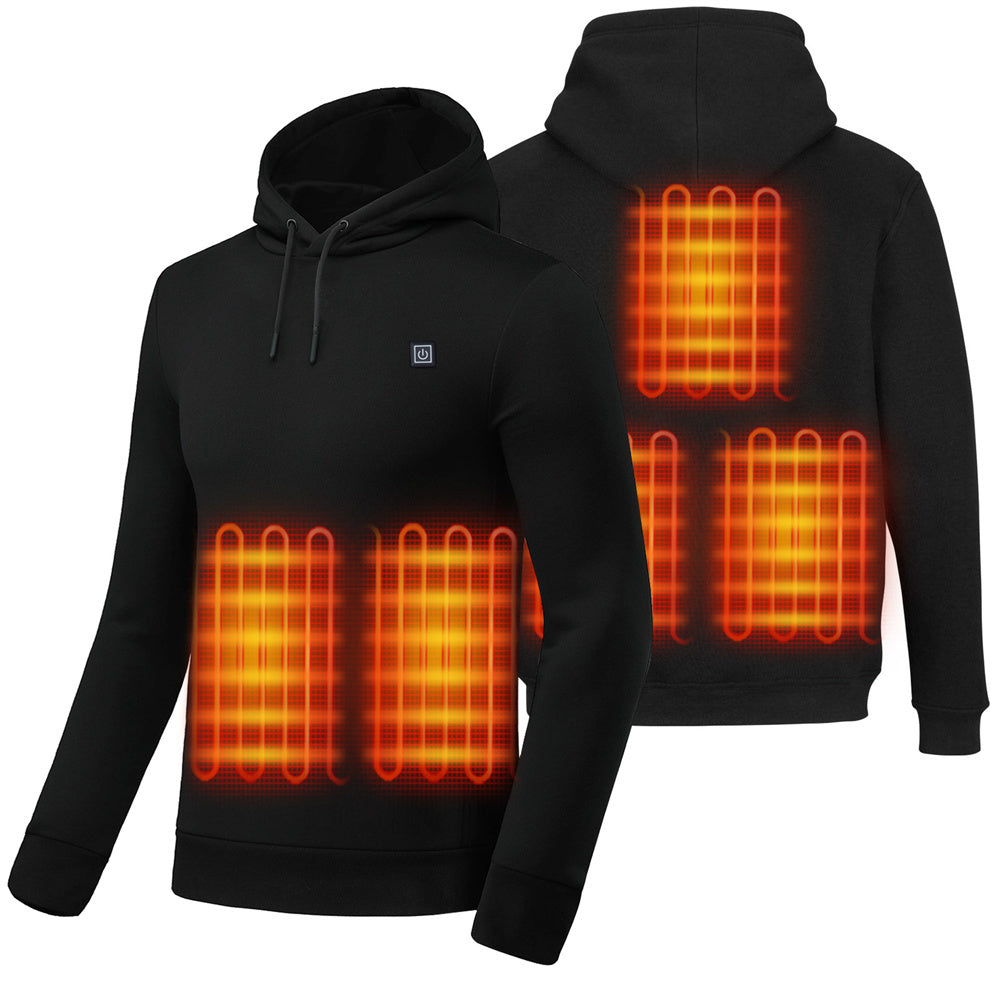 5V Electric Heated Hoodie Pullover Hoodie with 10000mah Battery Pack for Men 5 Heating Zones