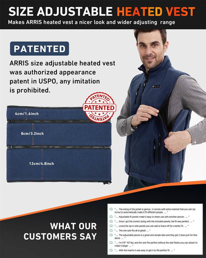 size adjustable fleece vests that are heated