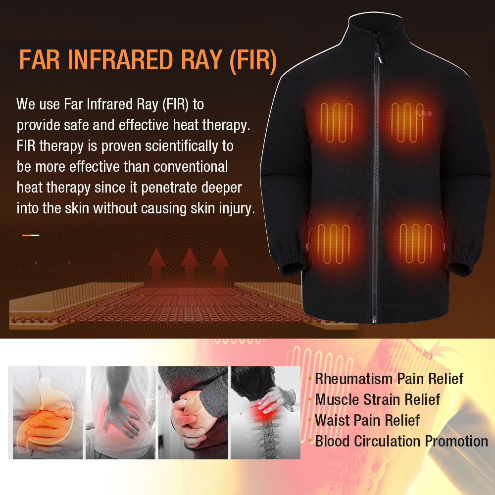 ARRIS Fleece Heated Jacket for Men, Electric Warm Heating Coat with 7.4V Rechargable Battery